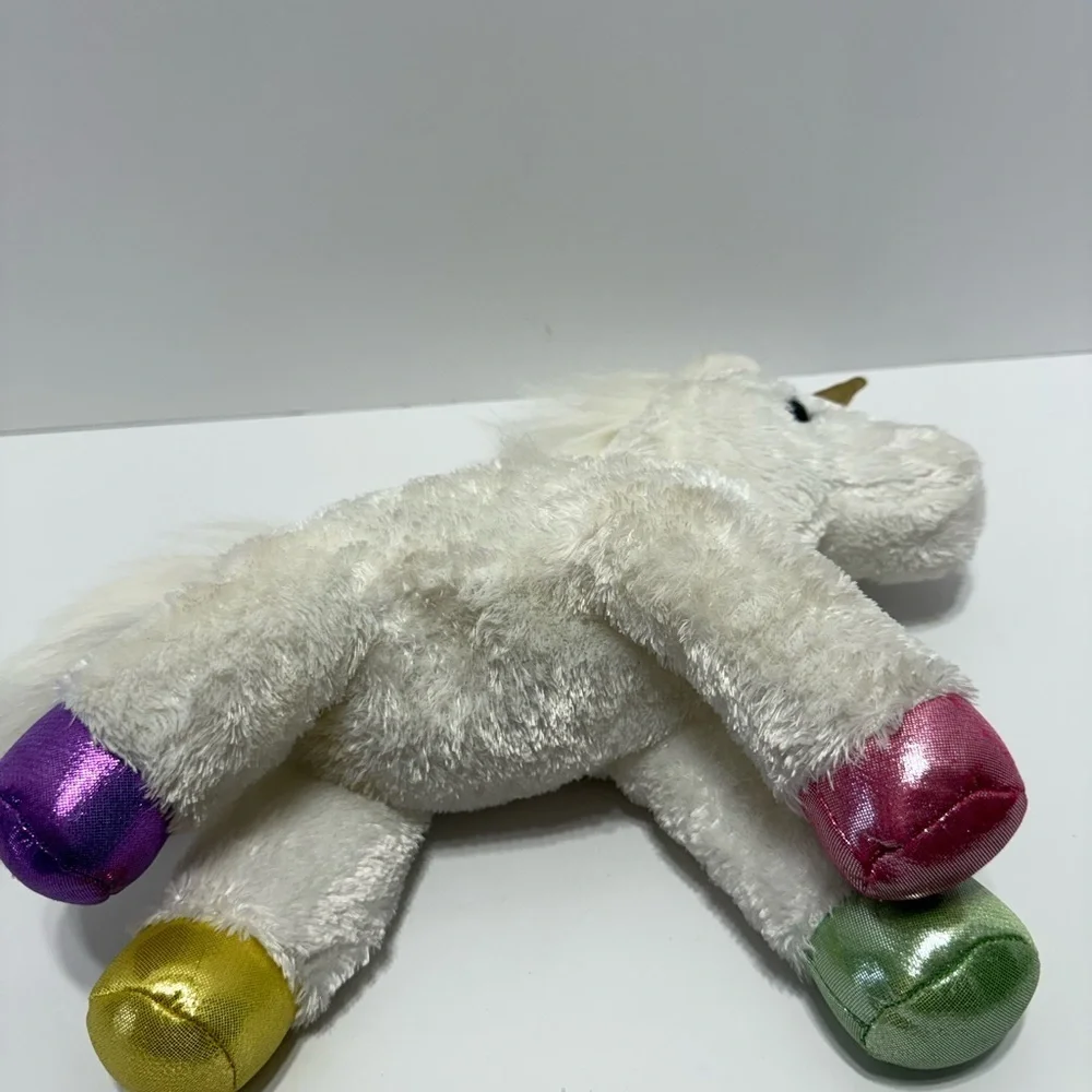 Aurora Plush Unicorn Stuffed Animal - White with Gold Horn and Colorful Hooves